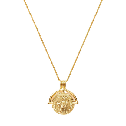 Classic Antique Coin Pendant, Sterling Silver, Gold Plated - Pexav