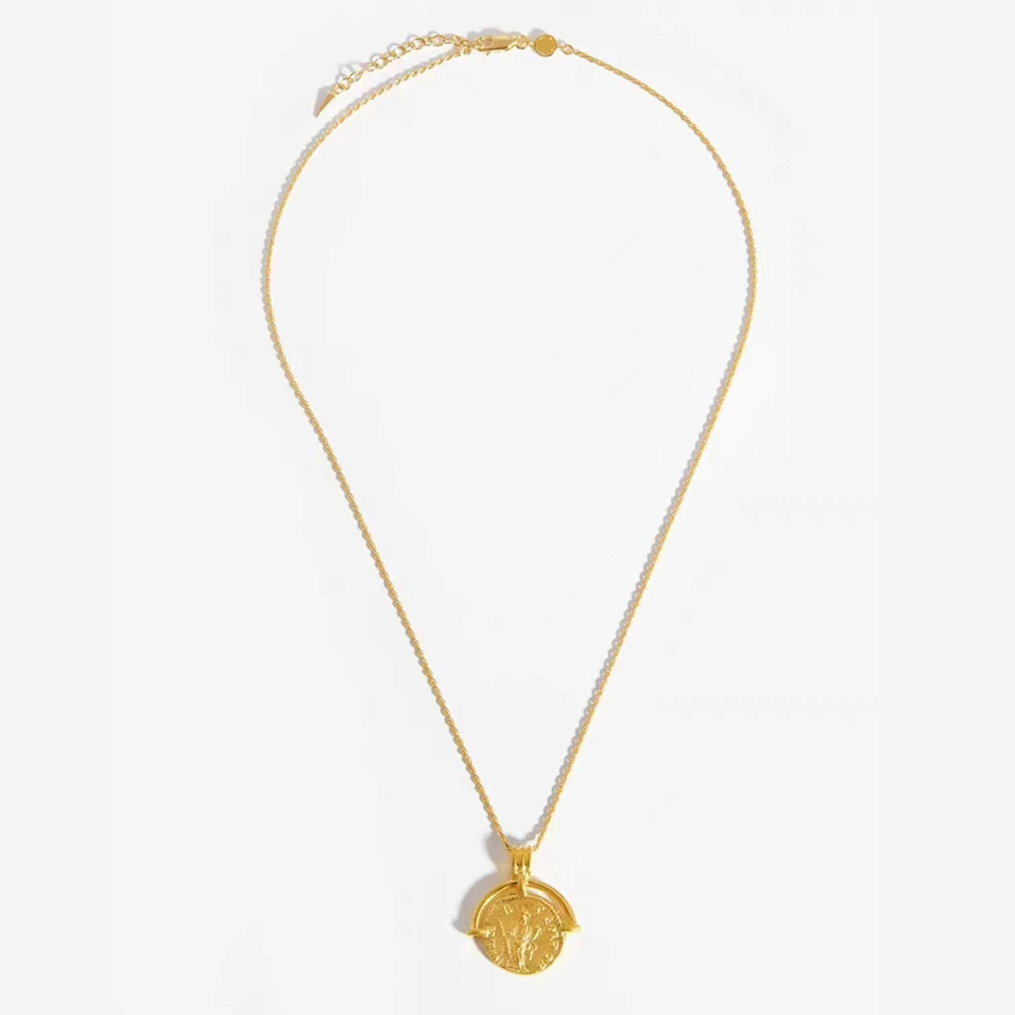 Classic Antique Coin Pendant, Sterling Silver, Gold Plated