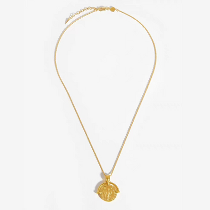 Classic Antique Coin Pendant, Sterling Silver, Gold Plated