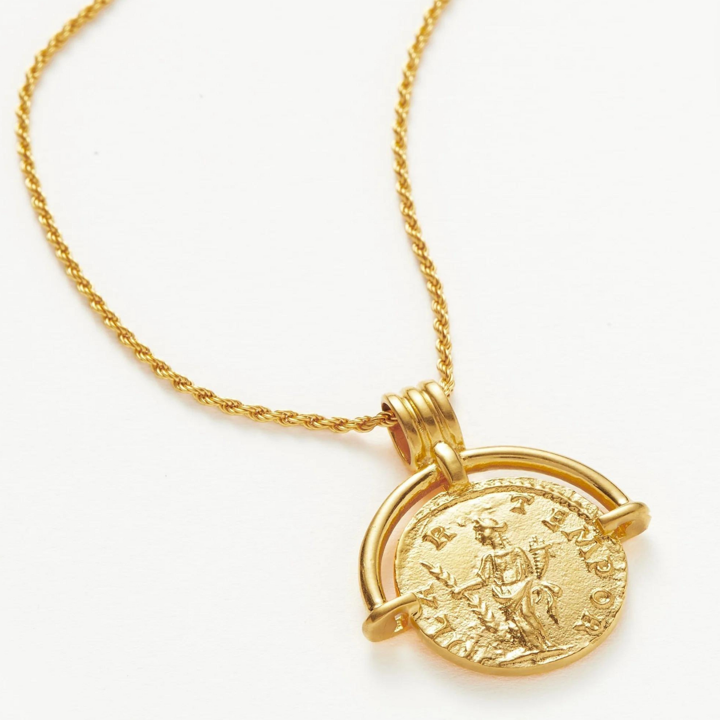 Classic Antique Coin Pendant, Sterling Silver, Gold Plated