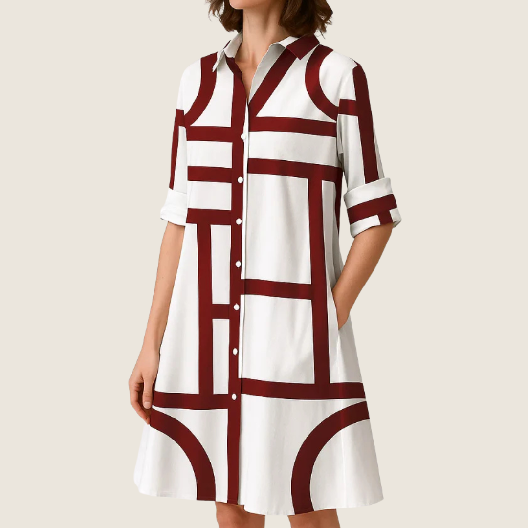 Image of Rosie | Women's Button-Down A-Line Midi Dress