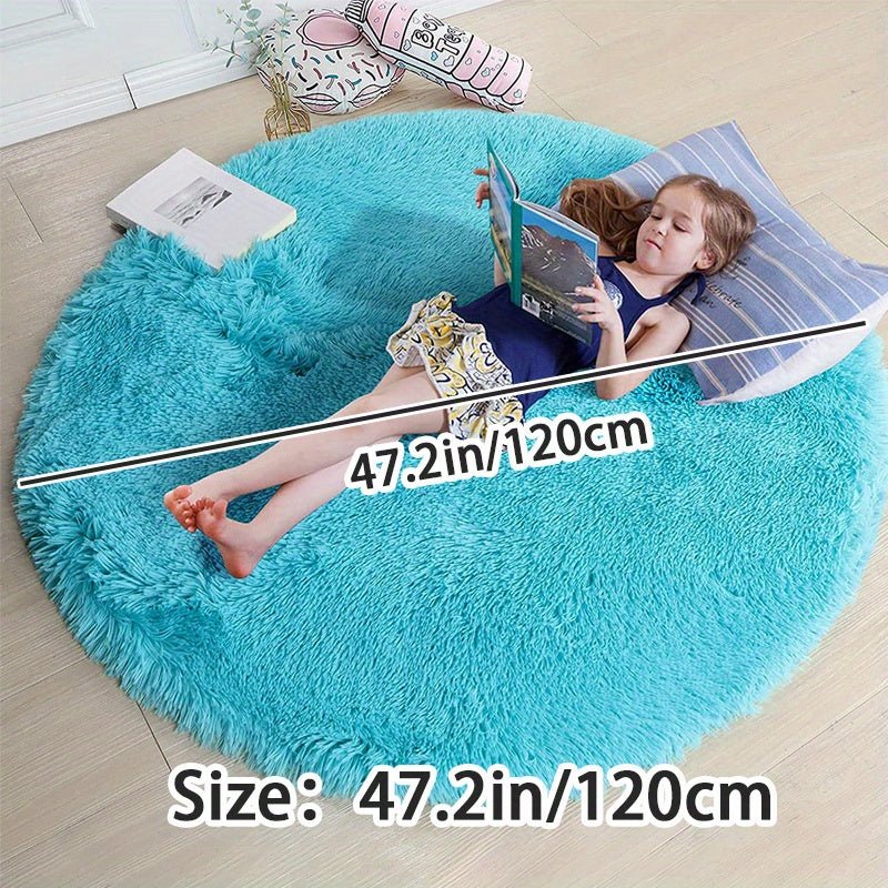 Round Fluffy Rug - Clouda-Light grey-120cm x 120cm-The Livary