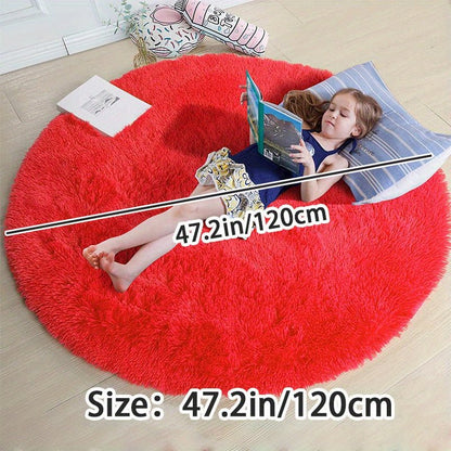 Round Fluffy Rug - Clouda-Light grey-120cm x 120cm-The Livary