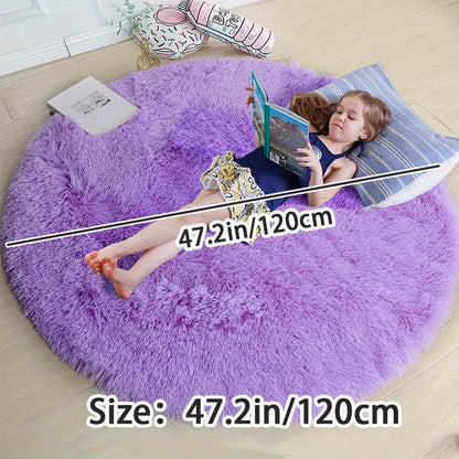 Round Fluffy Rug - Clouda-Light grey-120cm x 120cm-The Livary