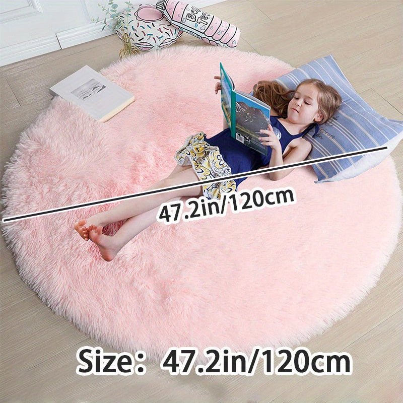 Round Fluffy Rug - Clouda-Light grey-120cm x 120cm-The Livary