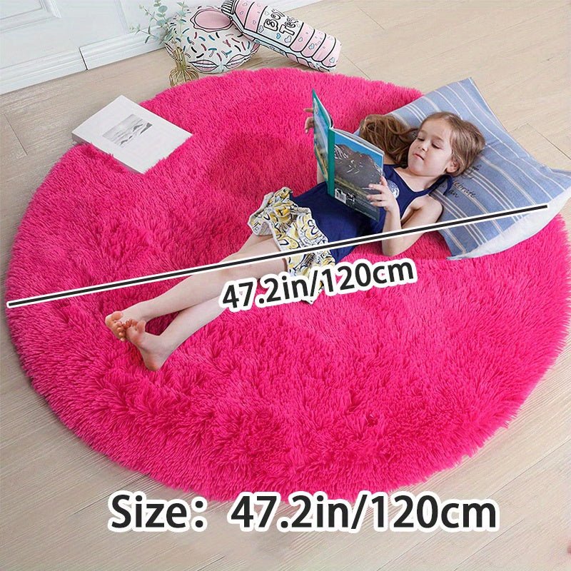 Round Fluffy Rug - Clouda-Light grey-120cm x 120cm-The Livary