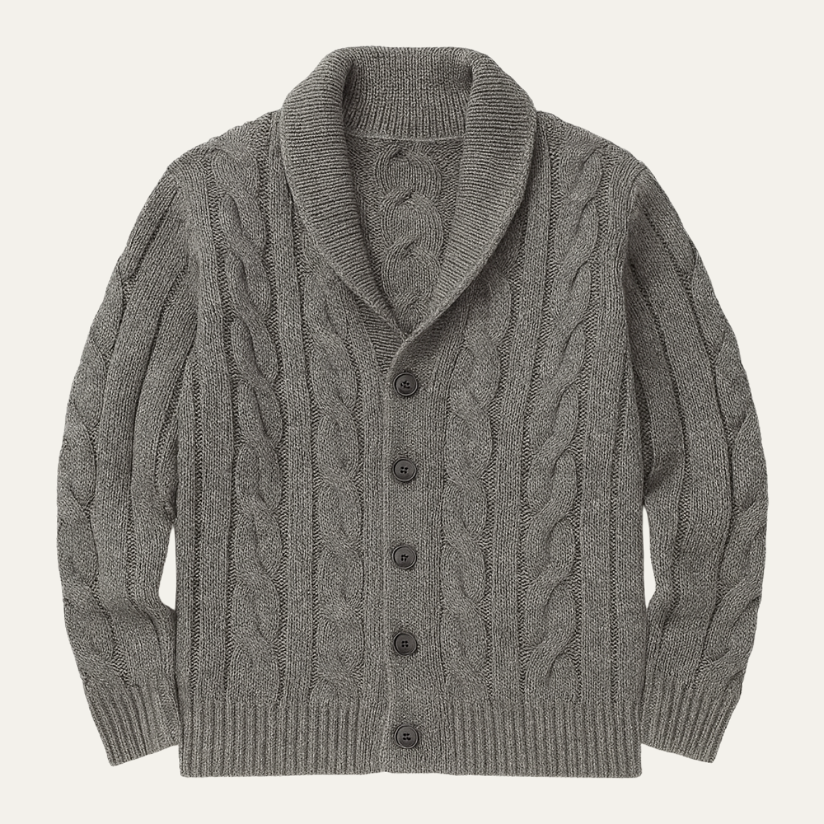 Relaxed Fit Men's Cable Knit Cardigan Sweater - Nocini