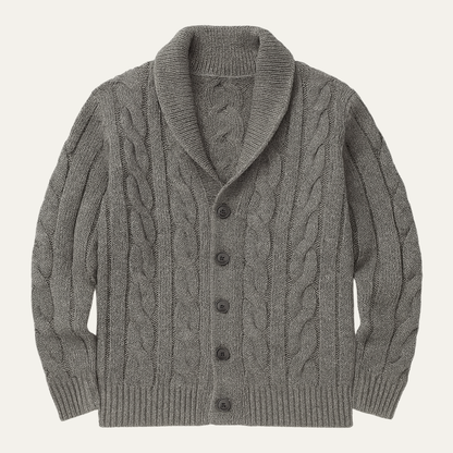 Relaxed Fit Men's Cable Knit Cardigan Sweater - Nocini