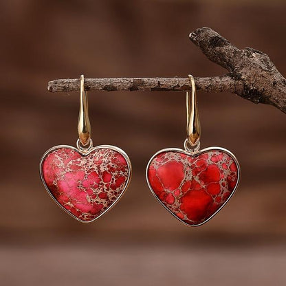 Gorgeous Red Gemstone Drop Earrings - Pexav