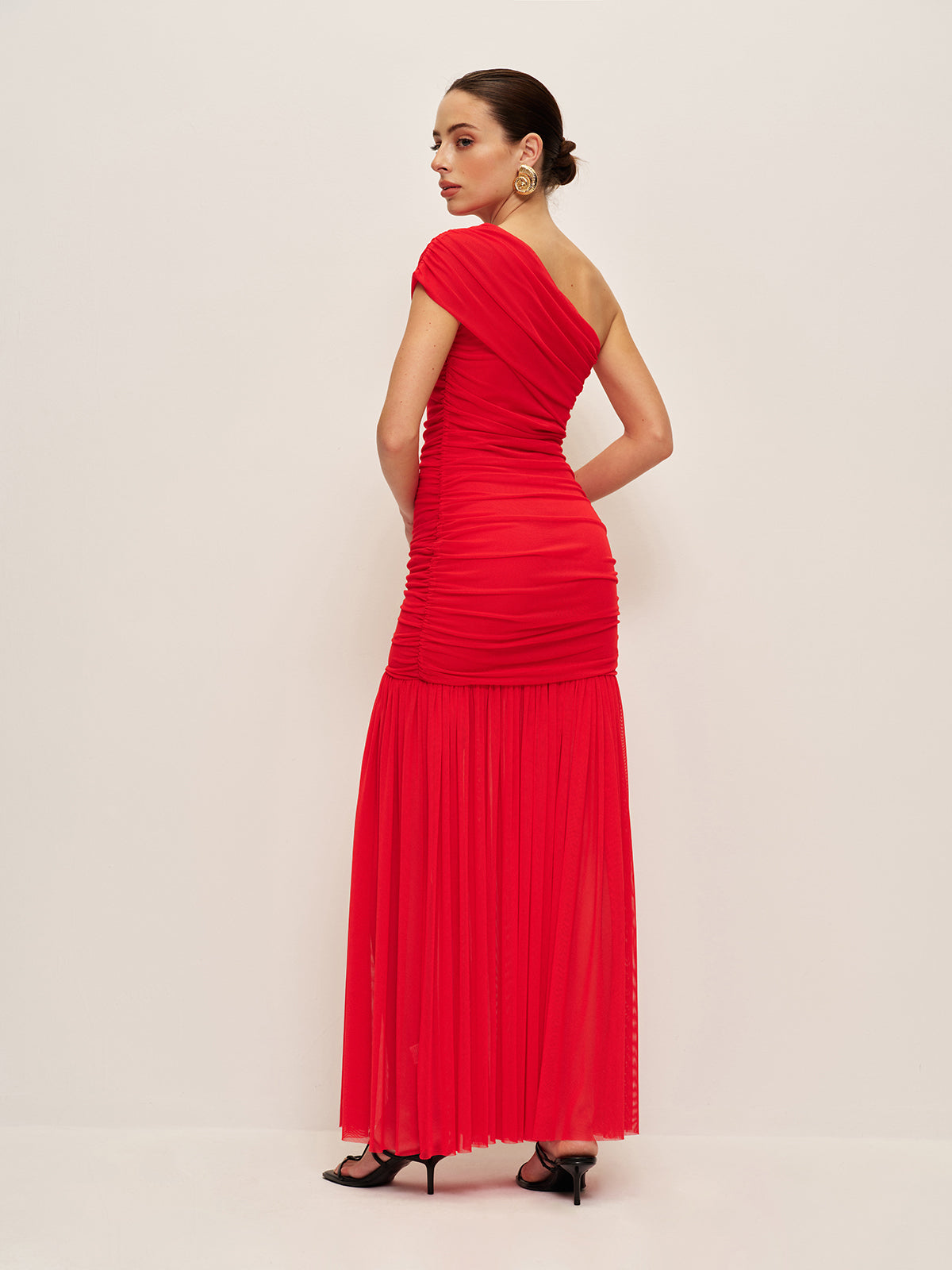 Gathered Asymmetrical Side Slit Dress