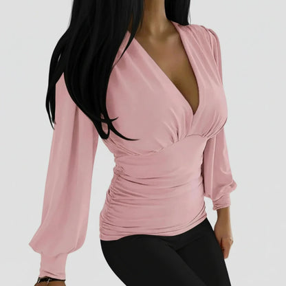 Gathered Sleeve Women's Blouse Top