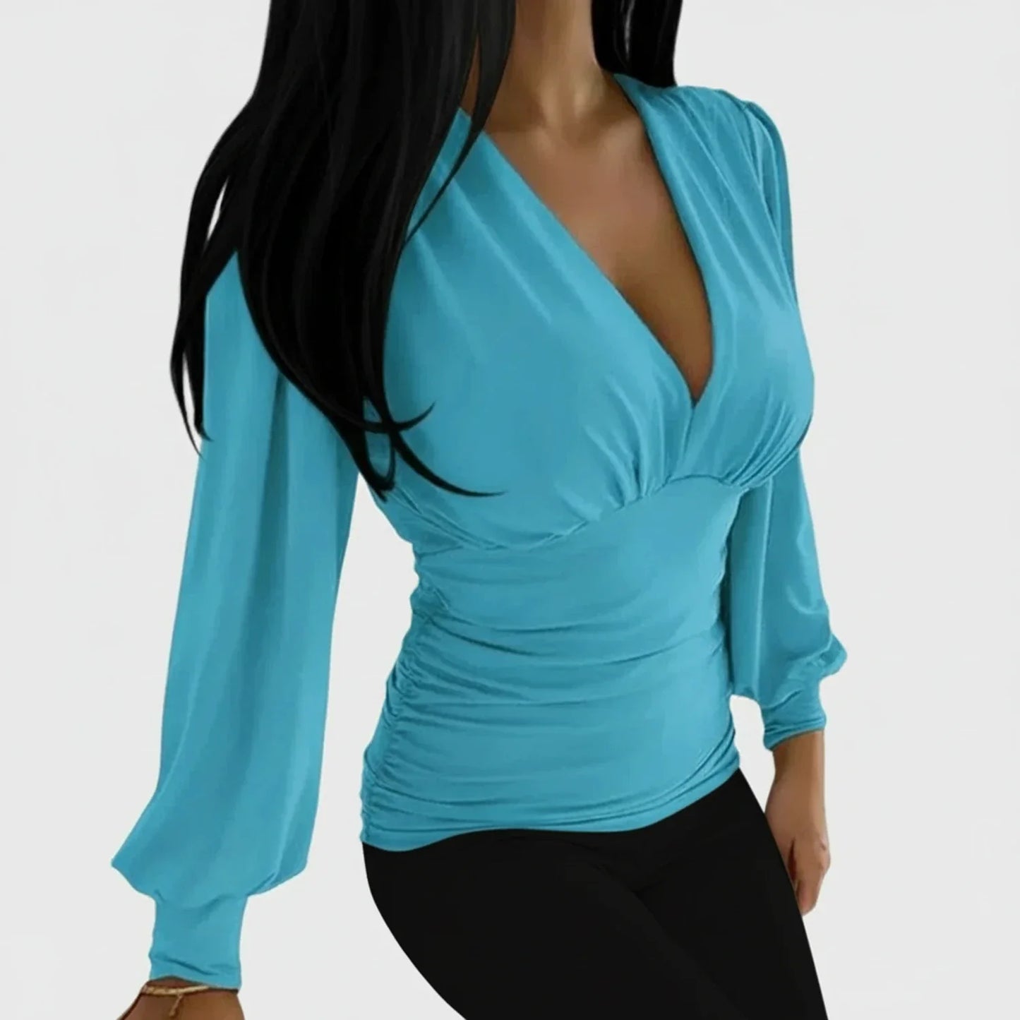 Gathered Sleeve Women's Blouse Top
