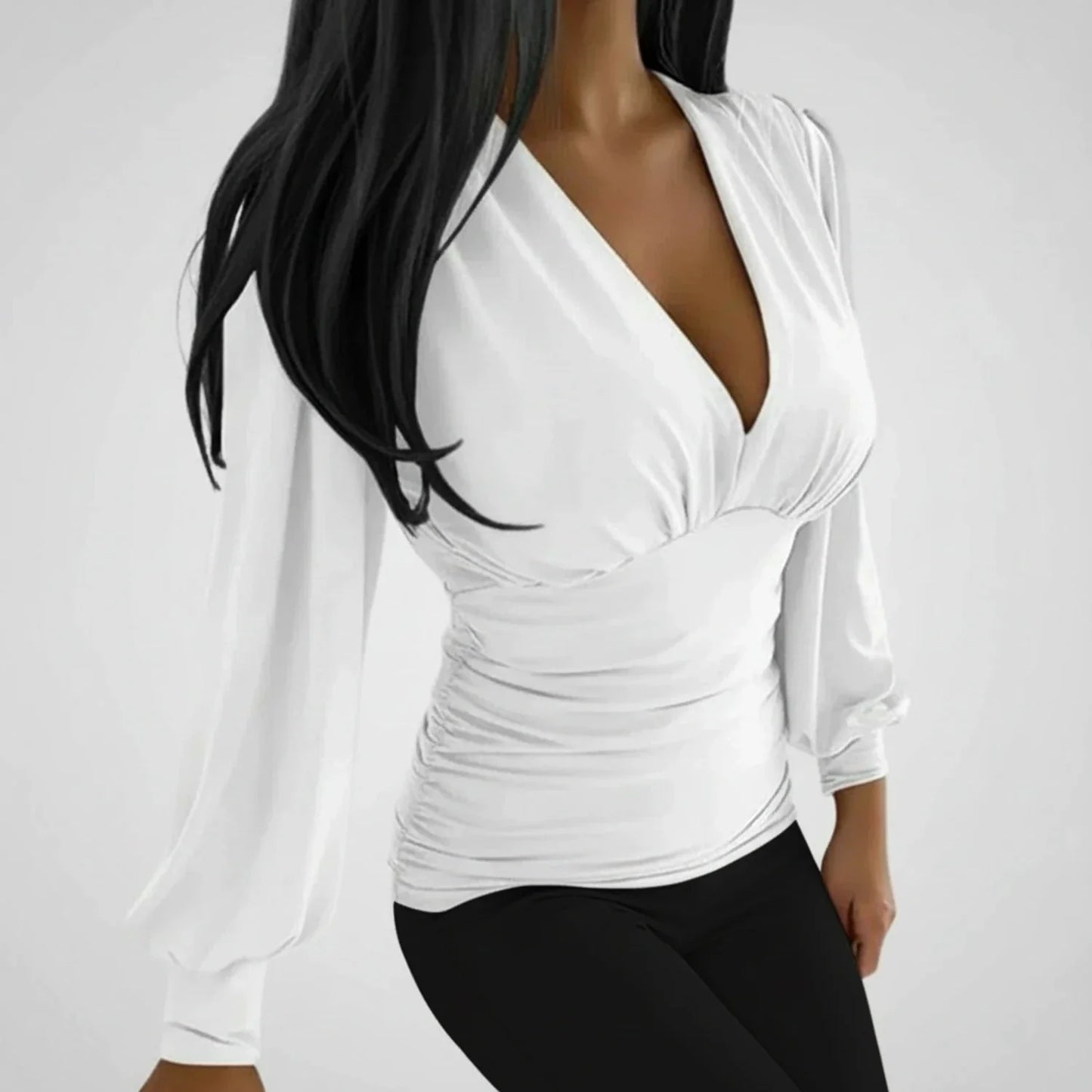 Gathered Sleeve Women's Blouse Top