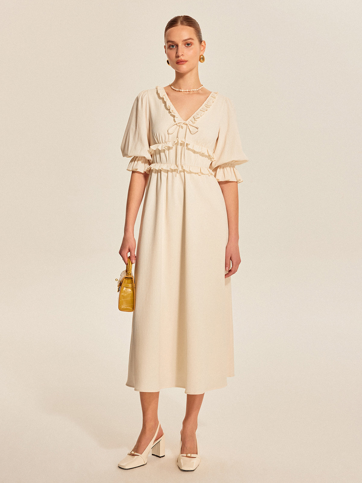 Floral Gathered Waist Summer Dress - Pexav