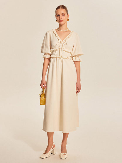 Floral Gathered Waist Summer Dress - Pexav