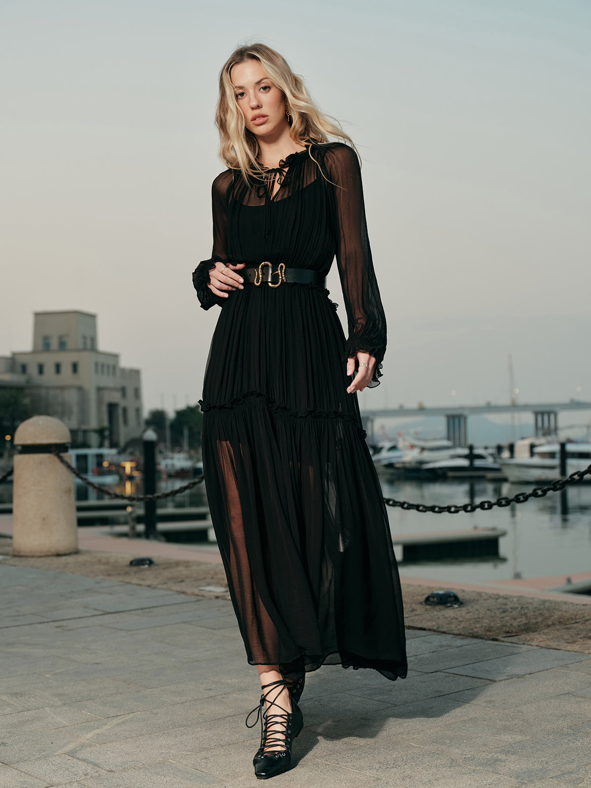 Flowy Lightweight See Through Dress - Pexav