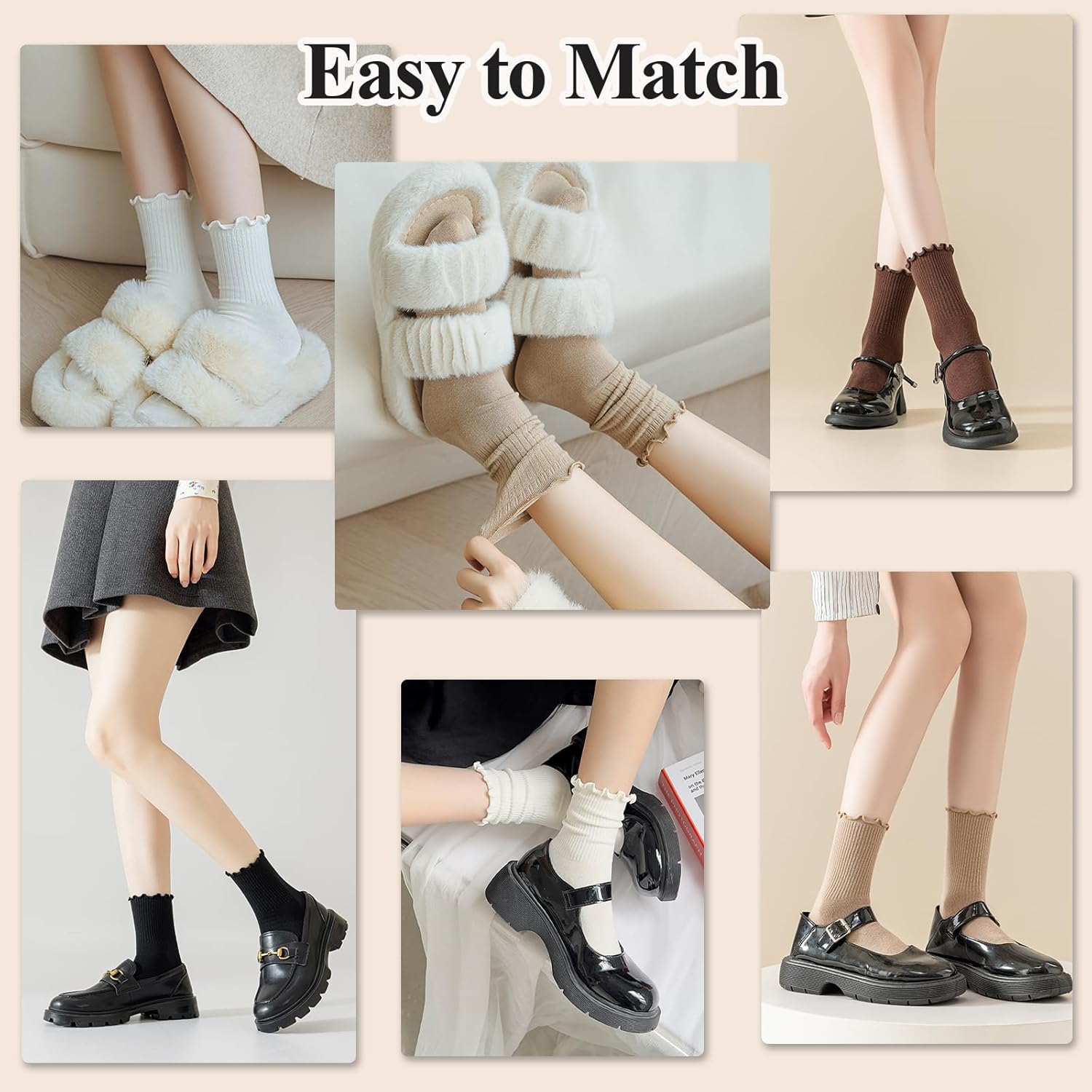 Ruffled Cotton Ankle Socks - Lisa-3 White 3 Black-Nora Luxe
