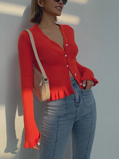 Feminine Lace Front Long Sleeve Cardigan Sweater