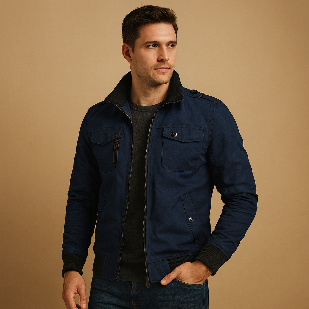 Rugged bomber jacket with tactical details for men | Carter - Nocini