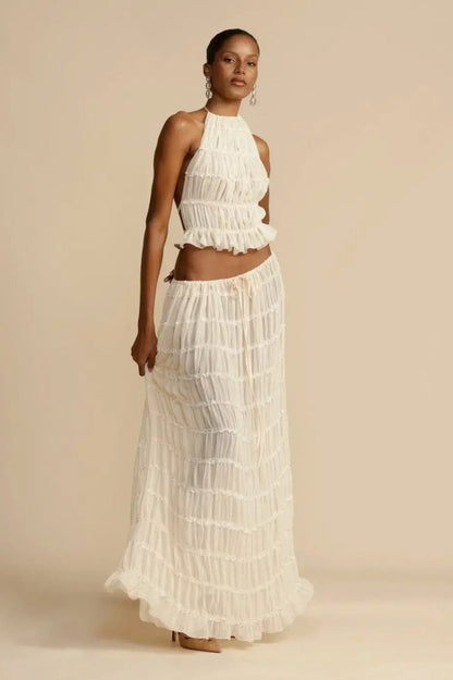 Rugless Chiffon Set – Calysta-White-S-The Livary