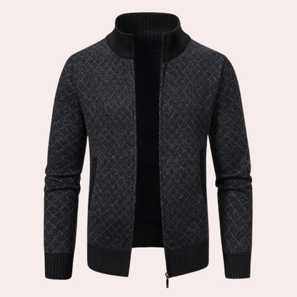 Runia - Knitted Cardigan for Men-Black-S-Nora Luxe