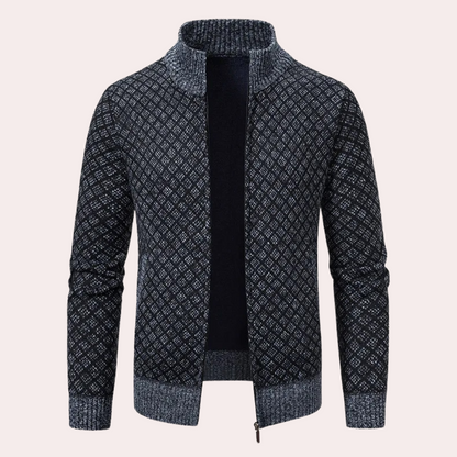 Runia - Knitted Cardigan for Men-Dark gray-S-Nora Luxe