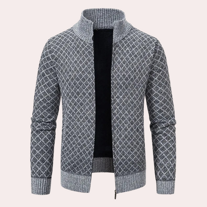 Runia - Knitted Cardigan for Men-Gray-S-Nora Luxe
