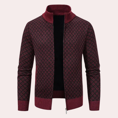 Runia - Knitted Cardigan for Men-Red-S-Nora Luxe