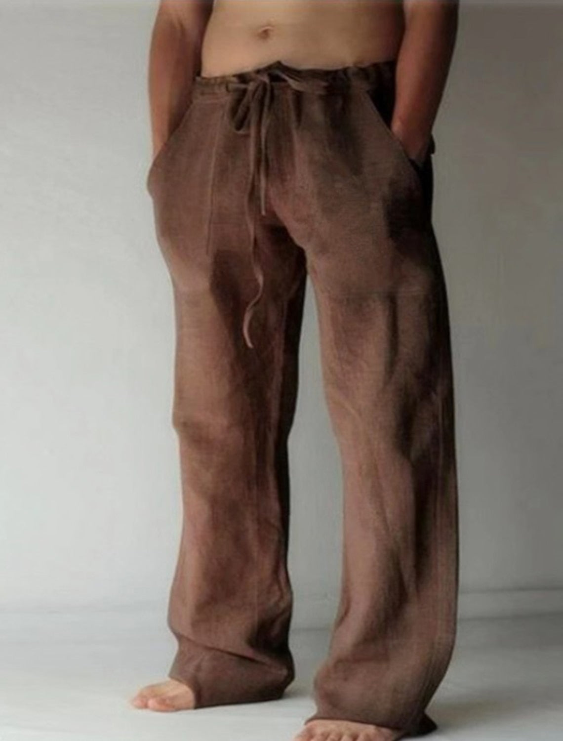 Relaxed Fit Linen Trousers for Men