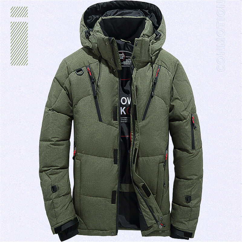 Warm Men's Down Hooded Parka Jacket