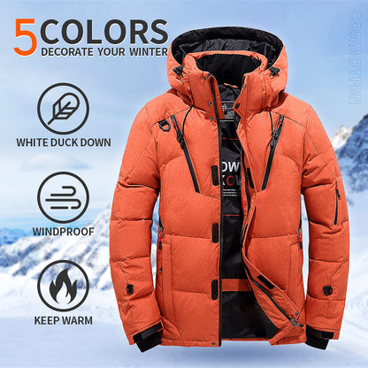 Warm Men's Down Hooded Parka Jacket