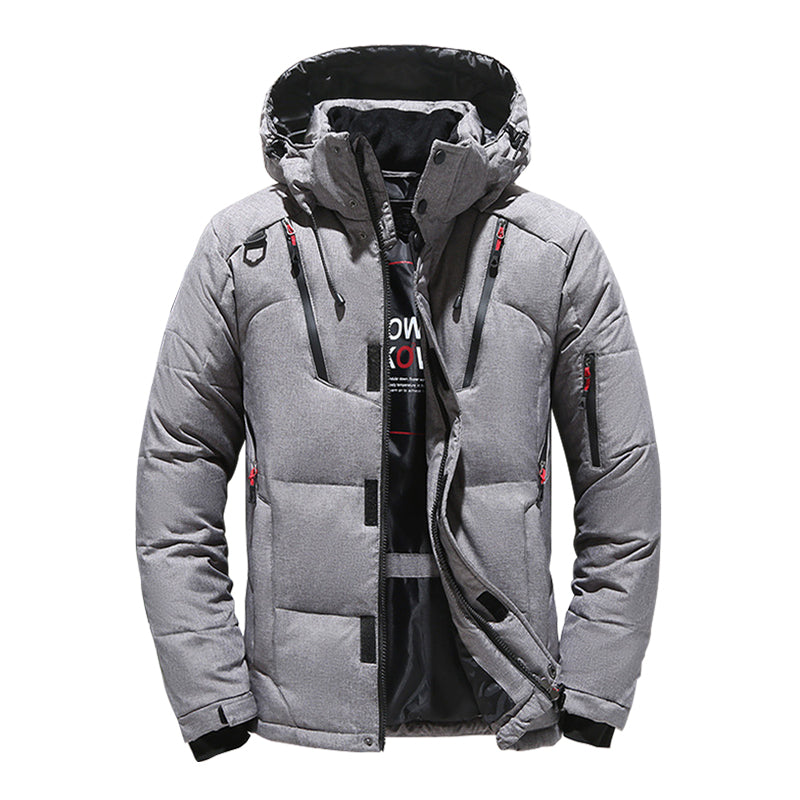 Warm Men's Down Hooded Parka Jacket - Pexav
