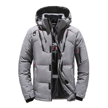 Warm Men's Down Hooded Parka Jacket - Pexav
