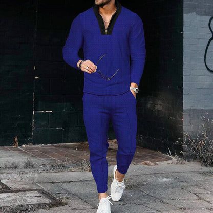 Men's Thermal Quarter Zip Top and Fitted Pants Set
