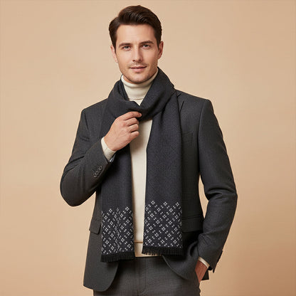 Luxury Black Cashmere Men's Scarf