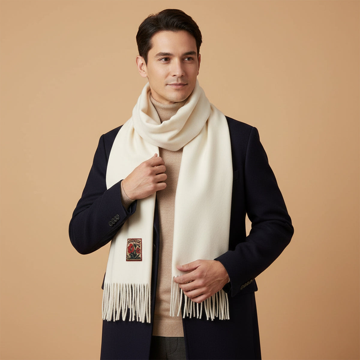 Soft Mens Cashmere Scarf White