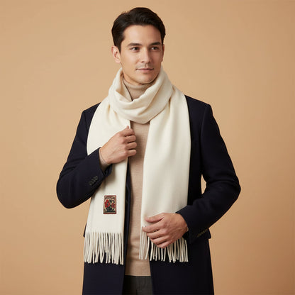 Soft Mens Cashmere Scarf White