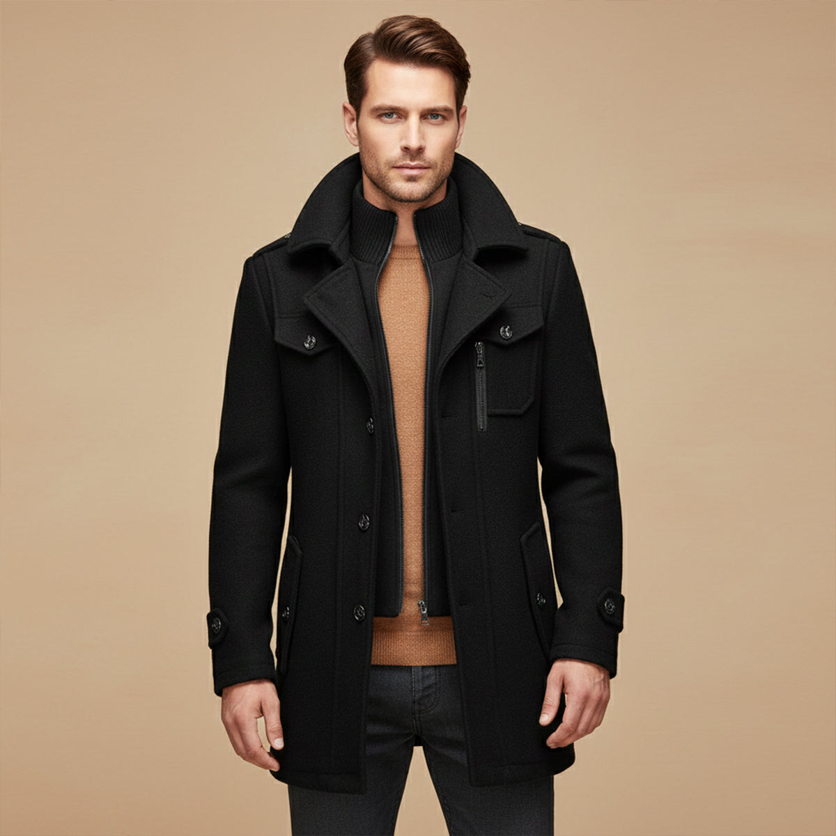 Warm Waterproof Men's Zip Up Winter Jacket