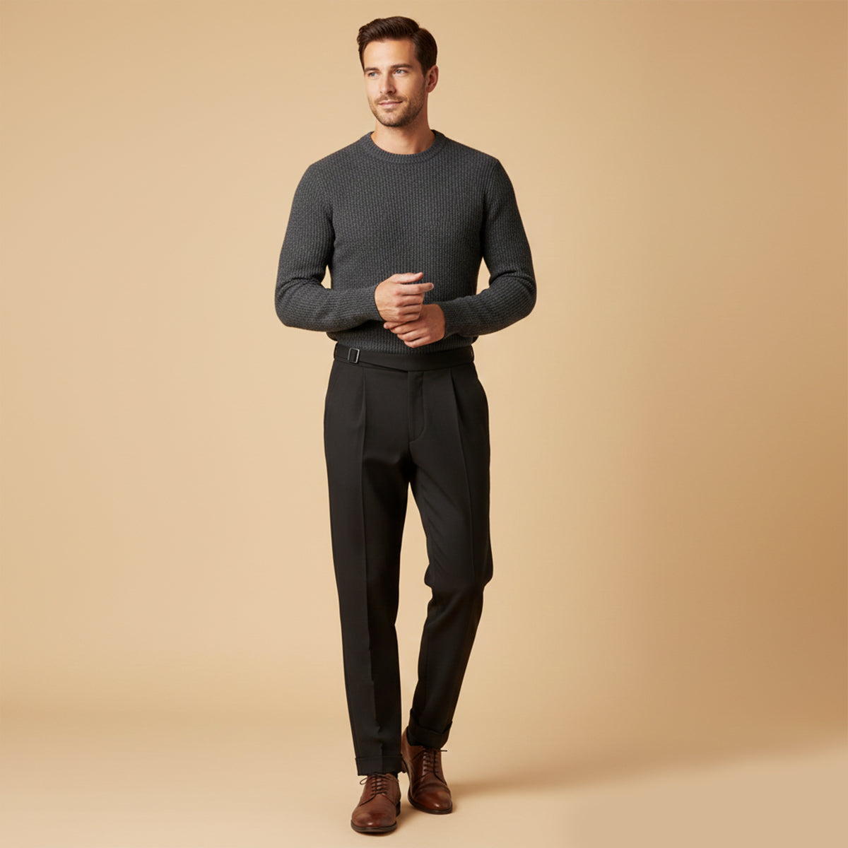 Classic Fit High Waisted Dress Pants for Men