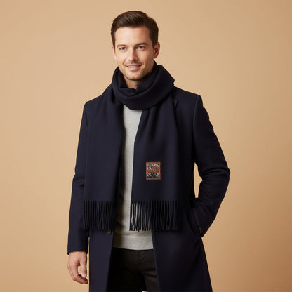 Luxury Men's Black Cashmere Scarf