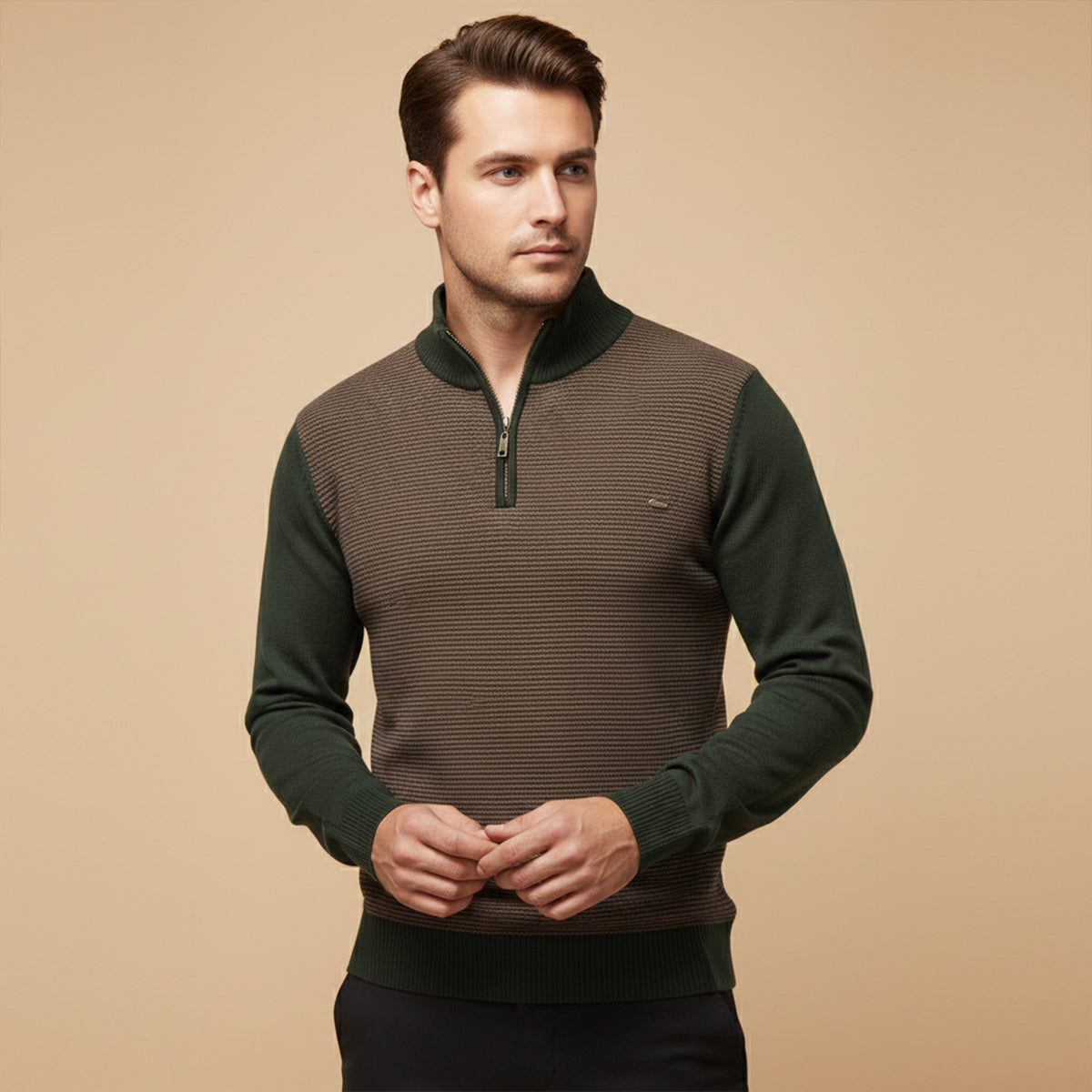 Warm Men's Half Zip Winter Knit Sweater