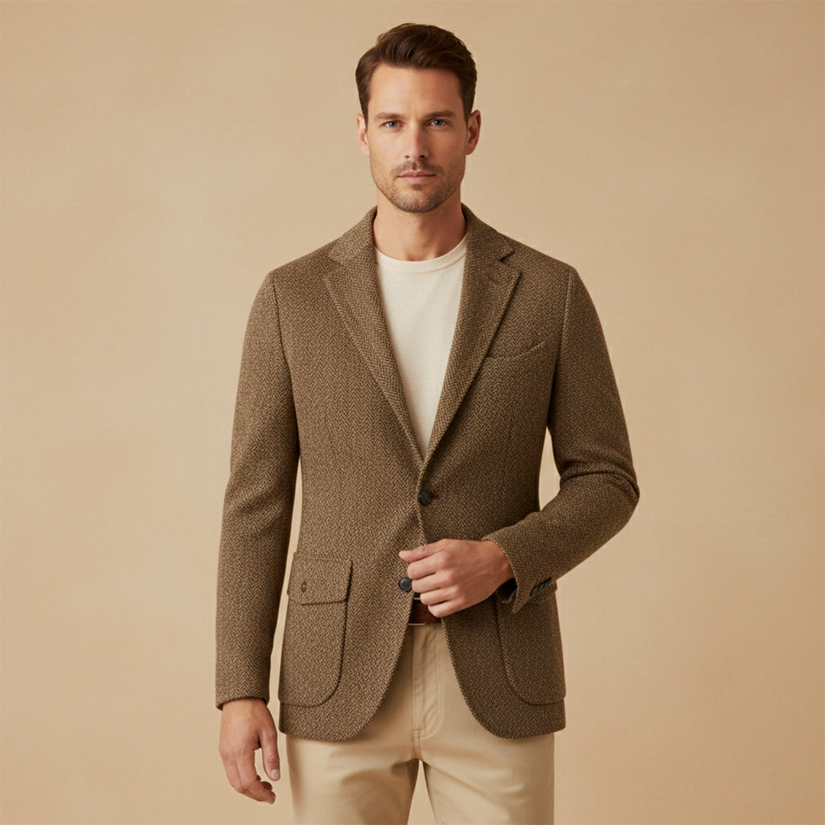 Classic Men's Wool Tweed Blazer Jacket
