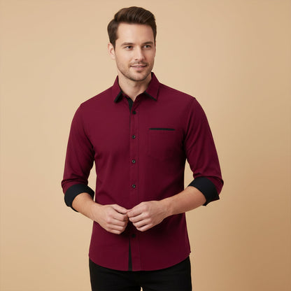 Fashionable Men's Contrast Trim Dress Shirt