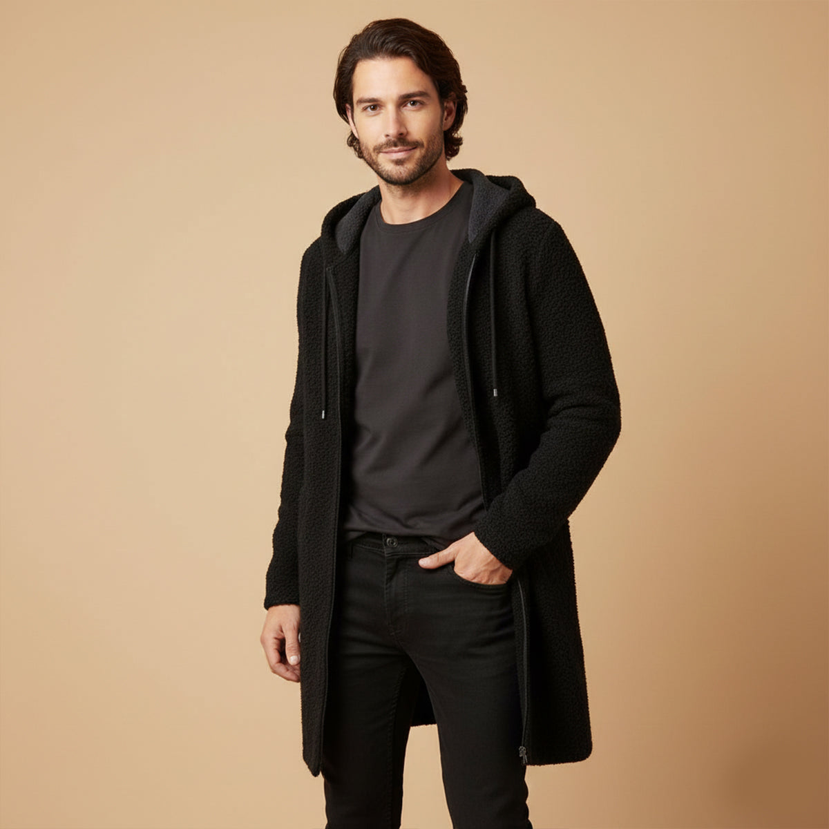 Cozy Oversized Men's Knit Hoodie Jacket