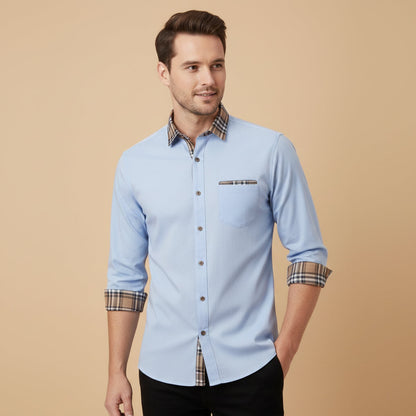 Fashionable Men's Contrast Trim Dress Shirt