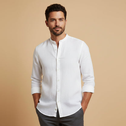 Lightweight Breathable Linen Mens Shirt Loose Fit