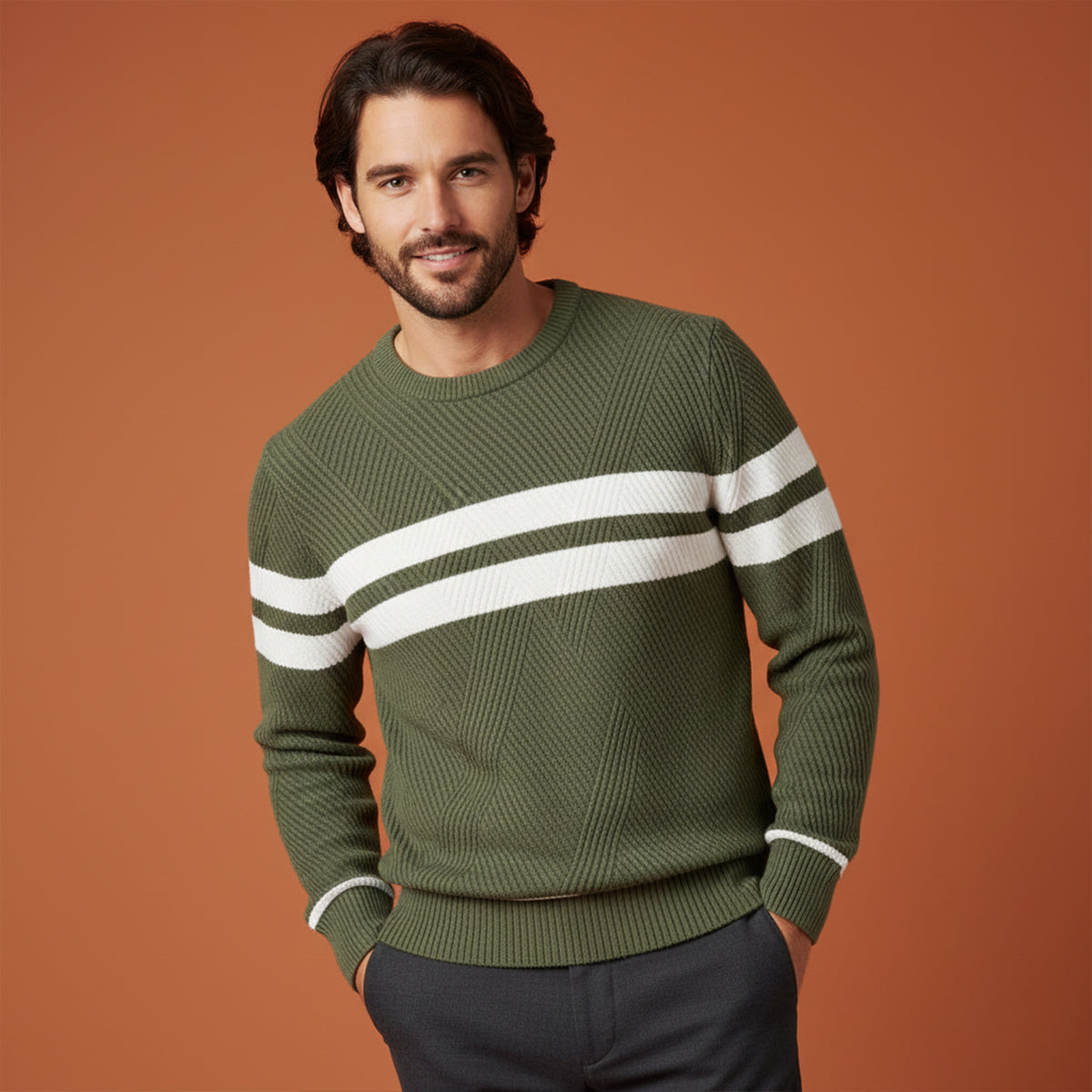 Stylish Men's Long Sleeve Fall Pullover Sweater