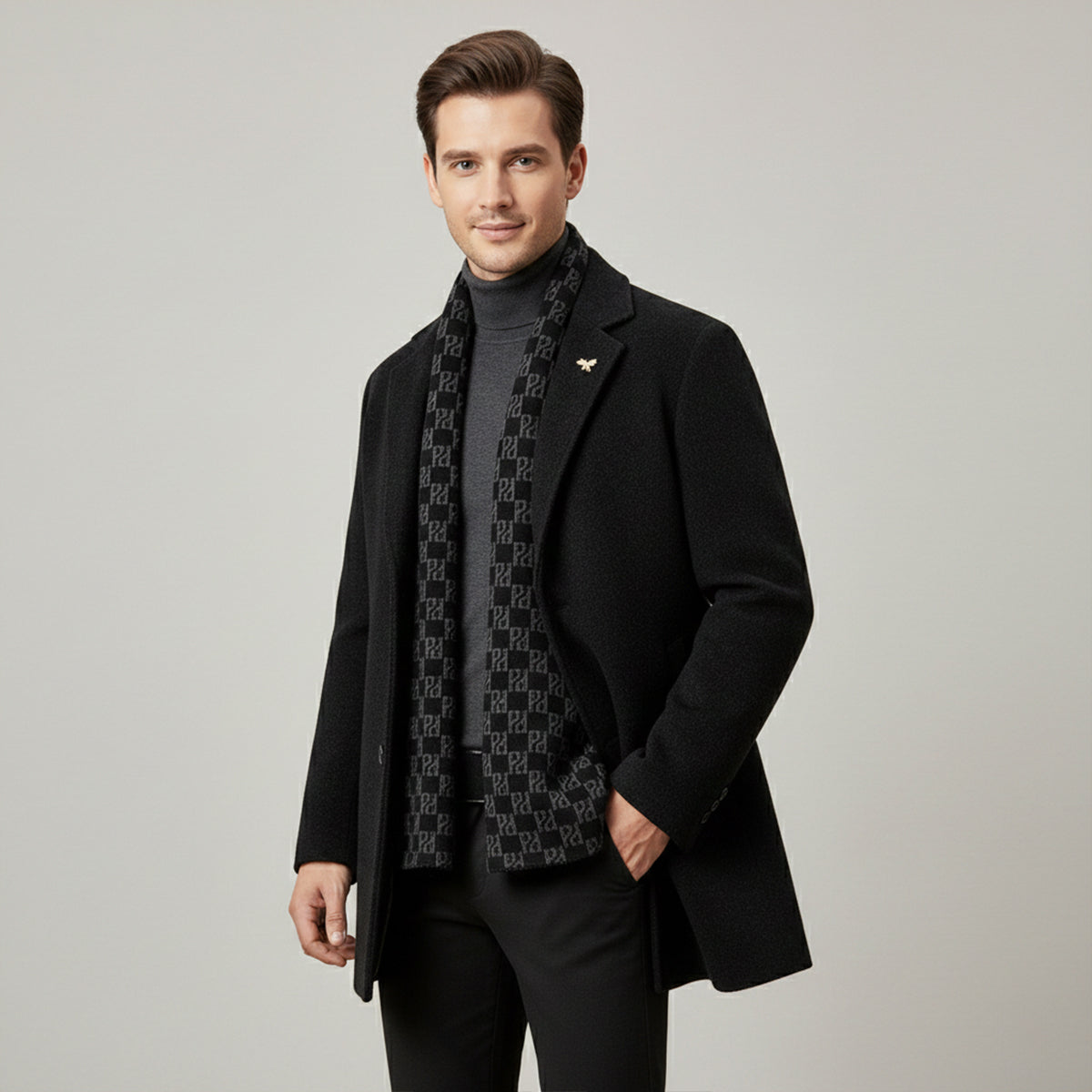 Thermal Men's Faux Fur Parka Coat with Scarf