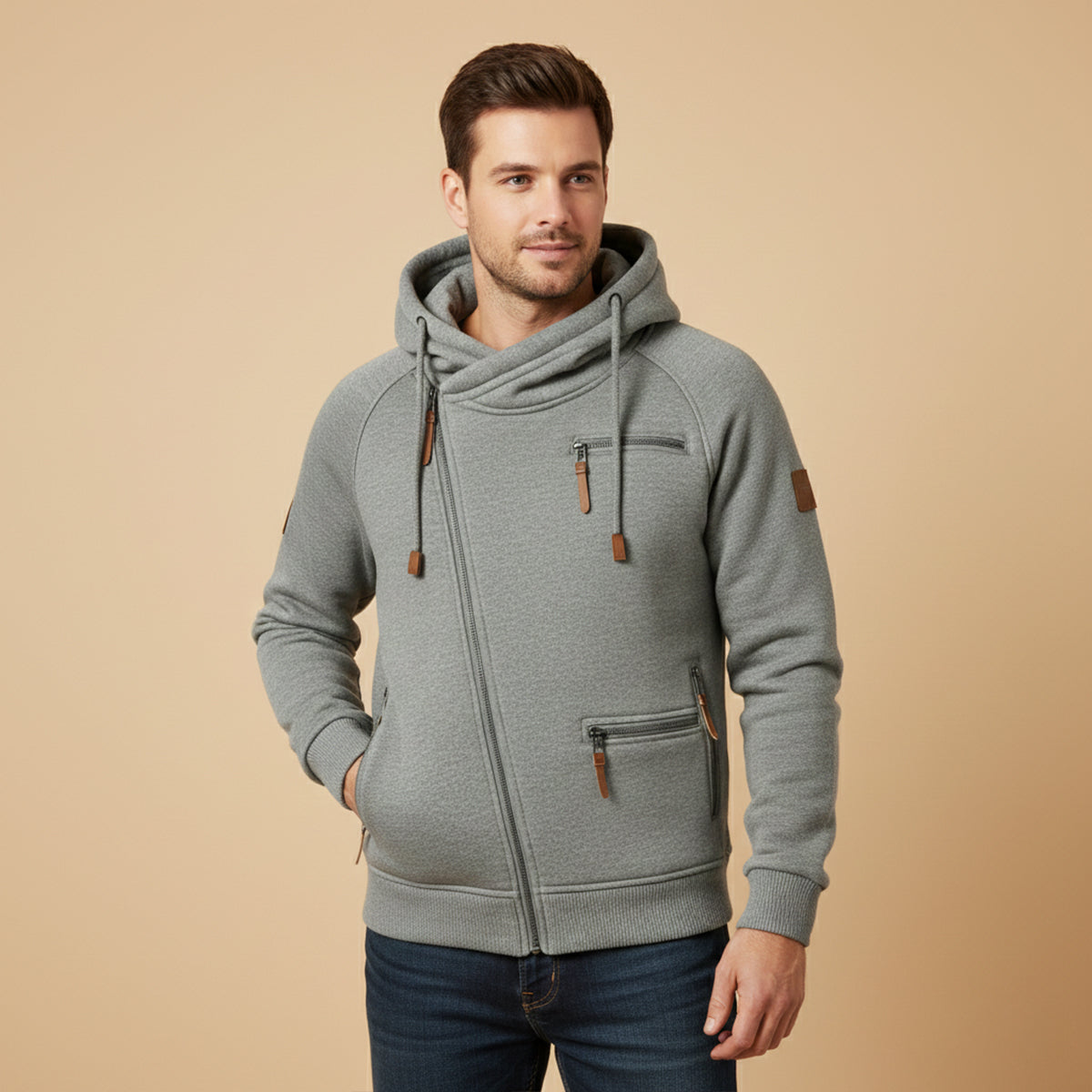 Classic Zipper Up Hooded Jacket