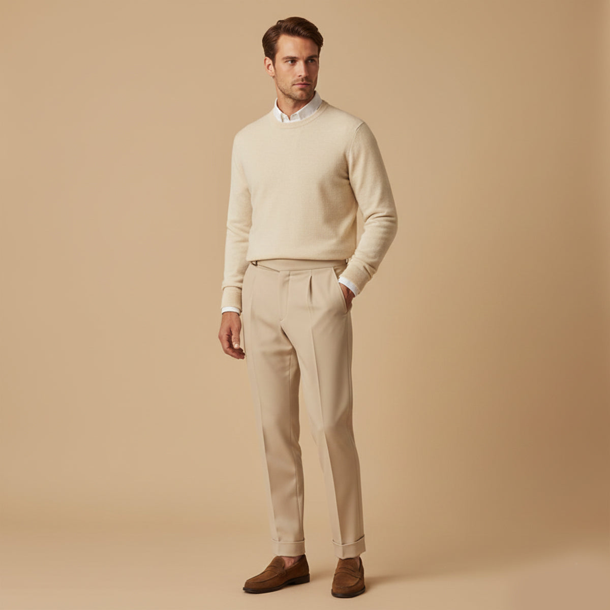 Classic Fit High Waisted Dress Pants for Men